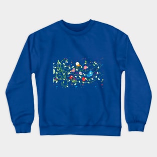 Birds perching on stave Crewneck Sweatshirt